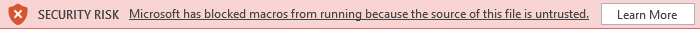 Error message: Macros blocked